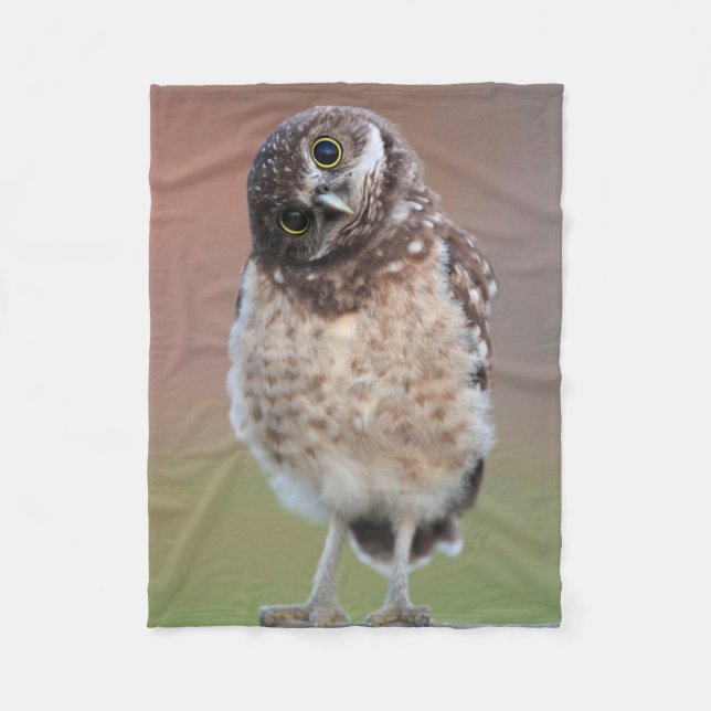 Cutest Baby Animals | Burrowing Owl Owlet Fleece Blanket (Front)