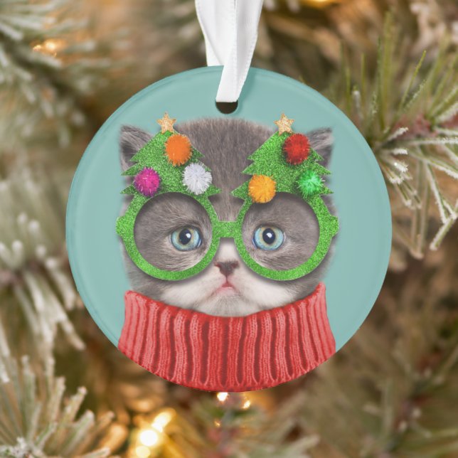 Cutest Baby Animals | Cat Christmas Sweater Ornament (Tree)