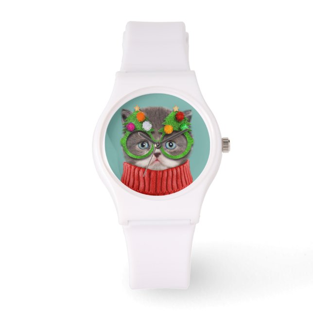 Cutest Baby Animals | Cat Christmas Sweater Watch (Front)