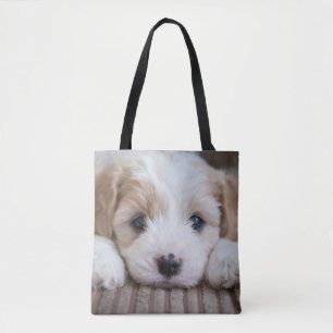 Cutest Baby Animals Cavashon Puppy Tote Bag