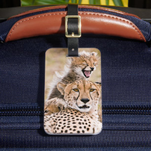 Cutest Baby Animals Cheetah Cat & Cub Luggage Tag