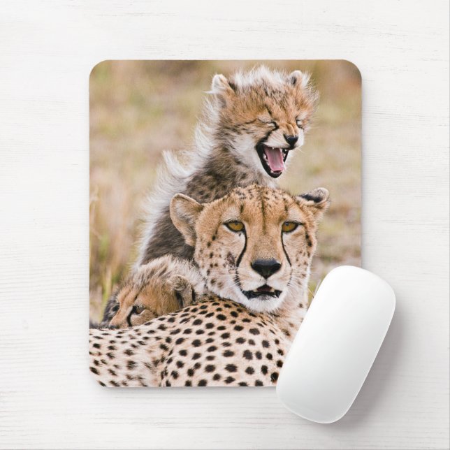 Cutest Baby Animals | Cheetah Cat & Cub Mouse Pad (With Mouse)
