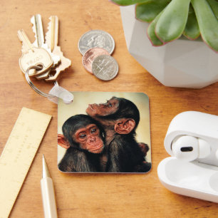 Cutest Baby Animals Chimpanzee Hug Key Ring