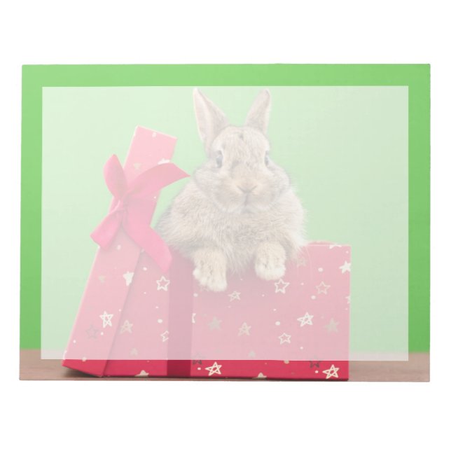 Cutest Baby Animals | Christmas Holiday Bunny Notepad (Front)