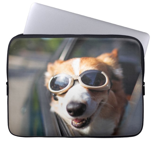 Cutest Baby Animals | Corgi Goggles in the Car Laptop Sleeve (Front)