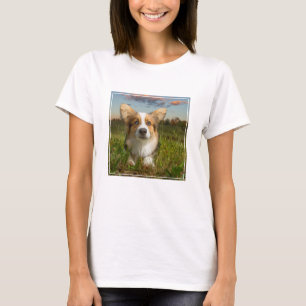 Cutest Baby Animals Corgi in Cloudy Yard T-Shirt