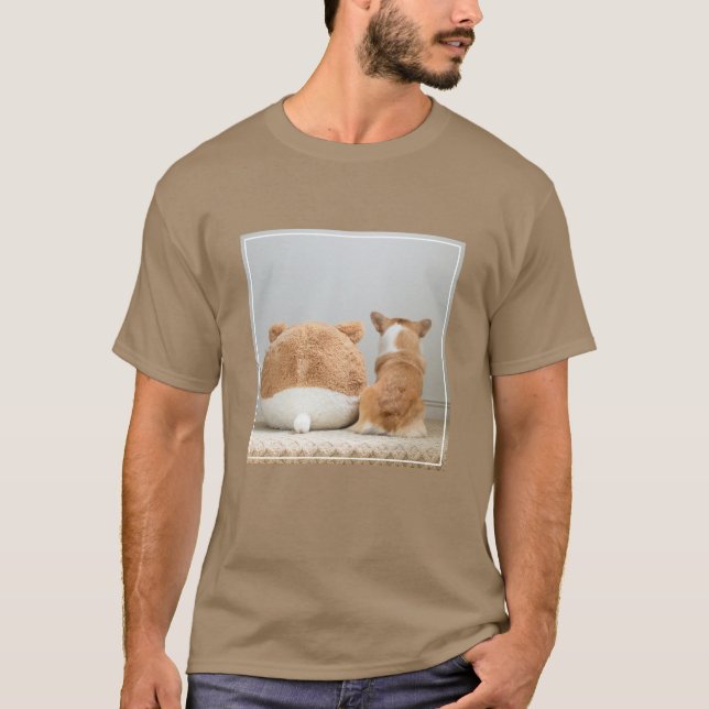 Cutest Baby Animals | Corgi & Plush Puppy T-Shirt (Front)