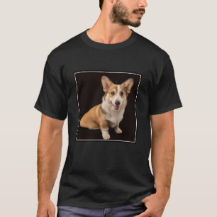 Cutest Baby Animals Corgi Portrait on Black T-Shirt