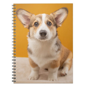 Cutest Baby Animals   Corgi Portrait on Orange Notebook