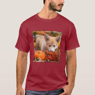 Cutest Baby Animals Corgi Puppy in Autumn T-Shirt