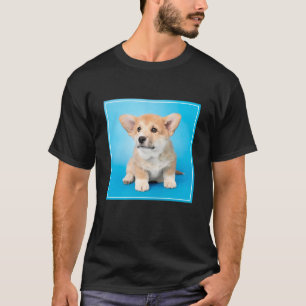 Cutest Baby Animals Corgi Puppy on Blue T-Shirt