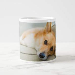 Cutest Baby Animals Corgi Puppy on Couch Large Coffee Mug