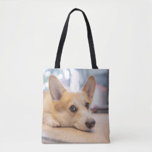 Cutest Baby Animals Corgi Puppy on Floor Tote Bag