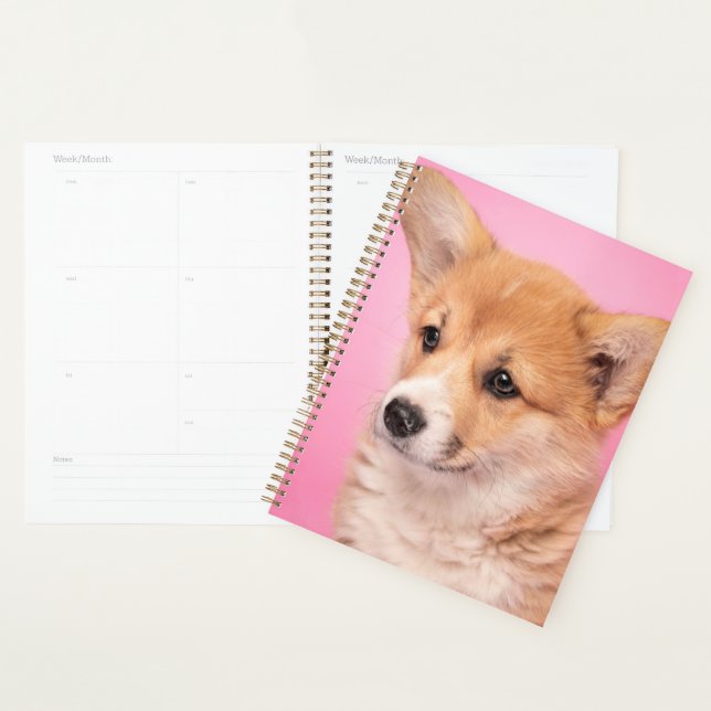Cutest Baby Animals | Corgi Puppy on Pink Planner (Display)