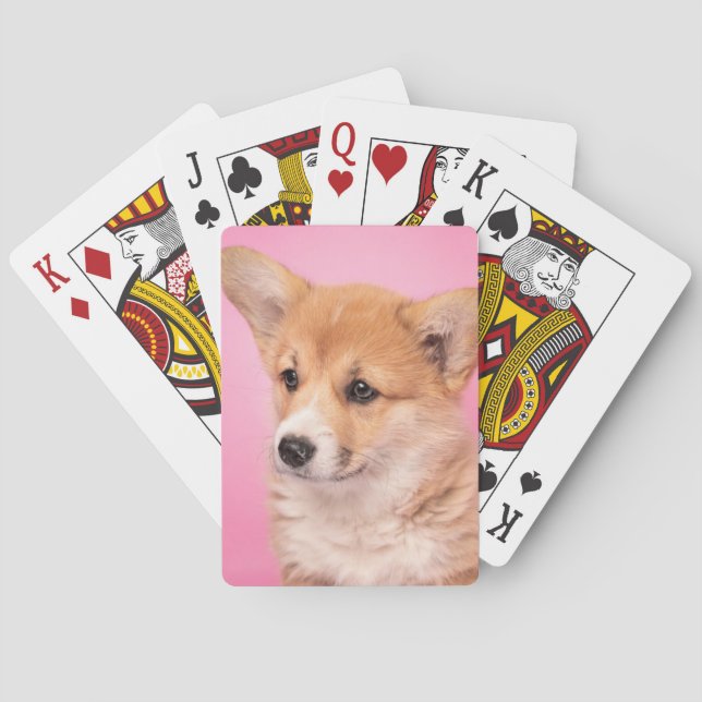 Cutest Baby Animals | Corgi Puppy on Pink Playing Cards (Back)