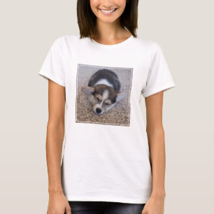 Cutest Baby Animals   Corgi Puppy on Shag Rug T-Shirt