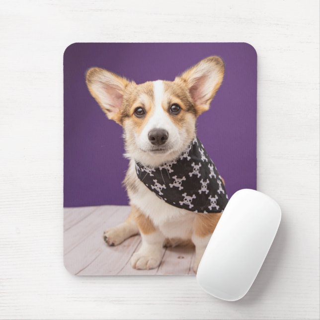 Cutest Baby Animals | Corgi Puppy Skull Bandanna Mouse Pad (With Mouse)