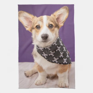 Cutest Baby Animals Corgi Puppy Skull Bandanna Tea Towel