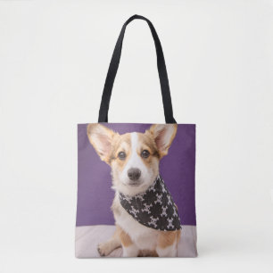 Cutest Baby Animals Corgi Puppy Skull Bandanna Tote Bag