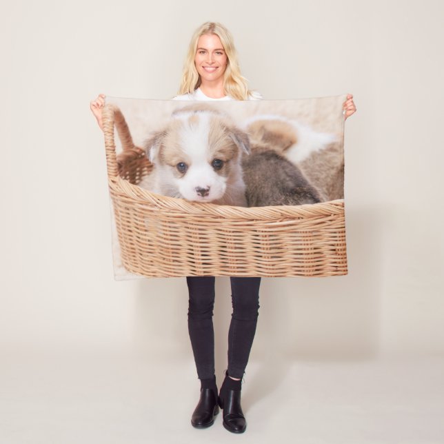 Cutest Baby Animals | Corgi Tiny Puppy Fleece Blanket (In Situ)