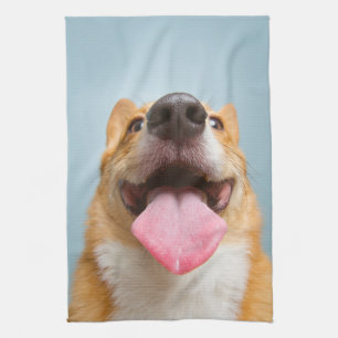 Cutest Baby Animals Corgi Tongue Tea Towel