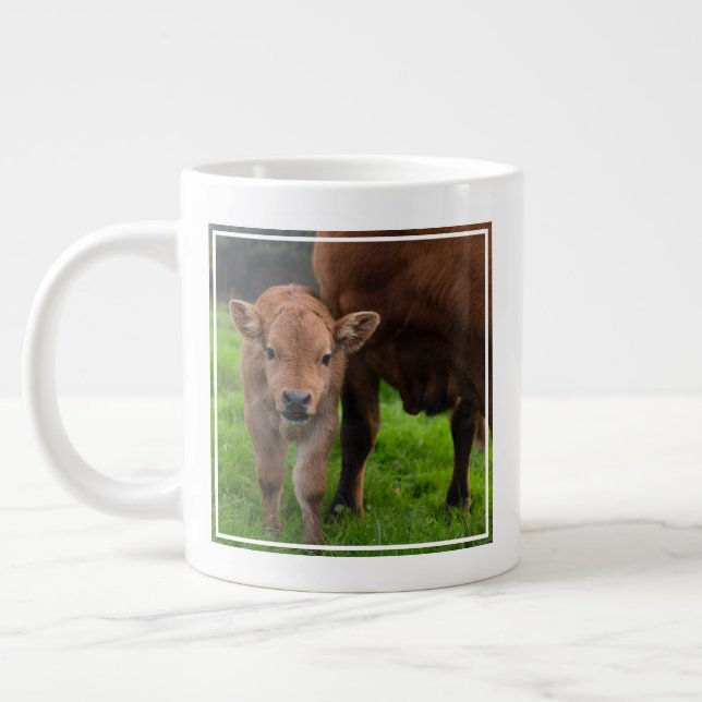 Cutest Baby Animals | Cow & Calf Large Coffee Mug (Left)