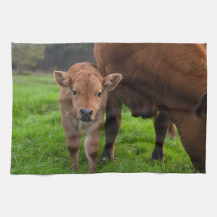 Cutest Baby Animals Cow & Calf Tea Towel