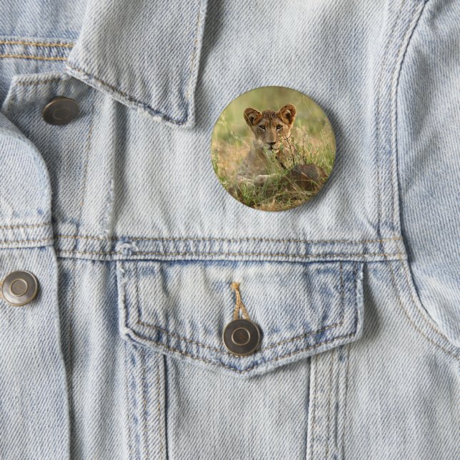 Cutest Baby Animals | Cute Baby Lion Cub 6 Cm Round Badge (In Situ)