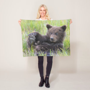 Cutest Baby Animals Cute Brown Bear Cub Playing Fleece Blanket