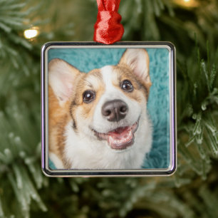 Cutest Baby Animals Cute Corgi Puppy Smile Metal Tree Decoration