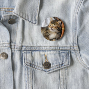 Cutest Baby Animals Cute Tabby Cat Sleeping 6 Cm Round Badge
