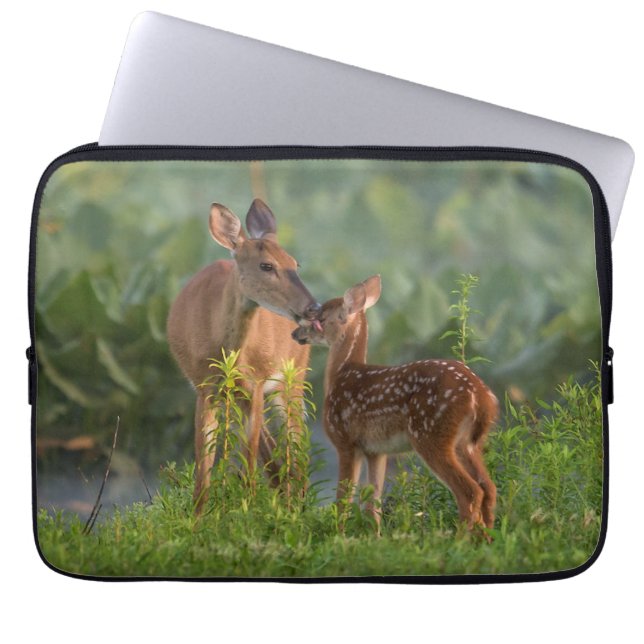 Cutest Baby Animals | Deer and Baby Laptop Sleeve (Front)