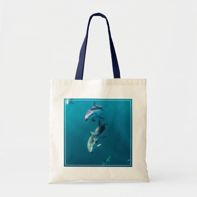 Cutest Baby Animals | Dolphin Family Tote Bag (Front)