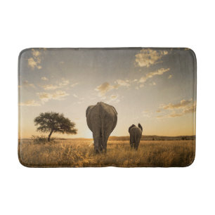 Cutest Baby Animals Elephant Calf & Mother Bath Mat