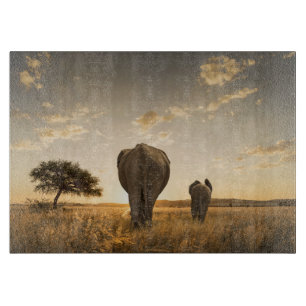 Cutest Baby Animals   Elephant Calf & Mother Cutting Board