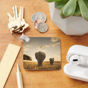 Cutest Baby Animals Elephant Calf & Mother Key Ring