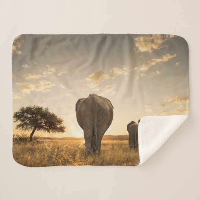Cutest Baby Animals | Elephant Calf & Mother Sherpa Blanket (Front (Horizontal))