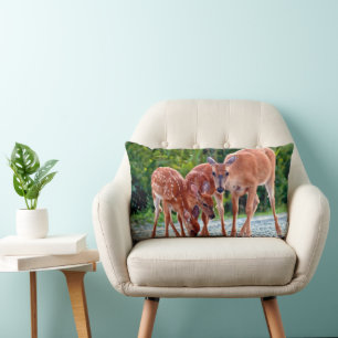 Cutest Baby Animals   Fawn with Babies Lumbar Cushion