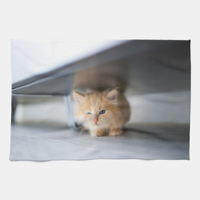 Cutest Baby Animals | Fluffy Orange Kitten Tea Towel (Horizontal)