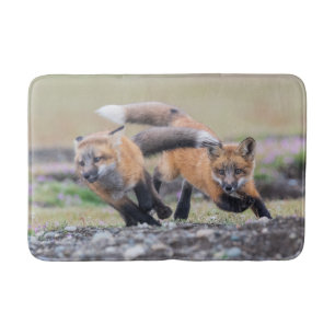 Cutest Baby Animals Fox Pups at Play Bath Mat