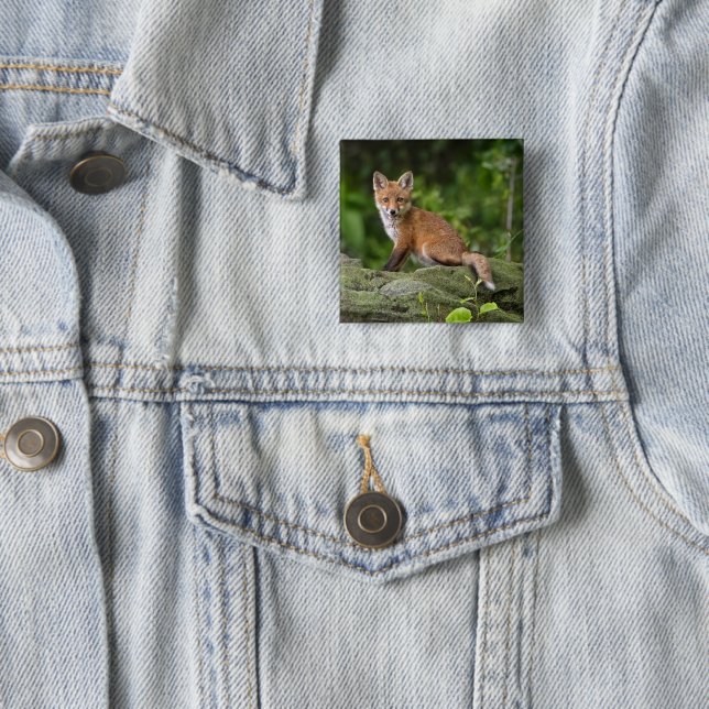 Cutest Baby Animals | Foxy Smile 15 Cm Square Badge (In Situ)