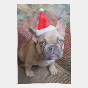 Cutest Baby Animals French Bulldog Christmas Tea Towel