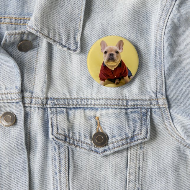 Cutest Baby Animals | French Bulldog Dressed 6 Cm Round Badge (In Situ)