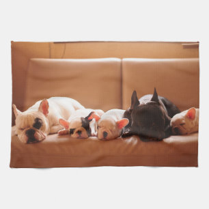 Cutest Baby Animals French Bulldog Family Tea Towel