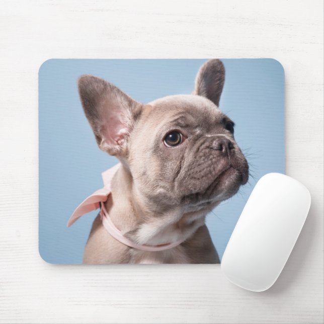 Cutest Baby Animals | French Bulldog Pink Bow Mouse Pad (With Mouse)