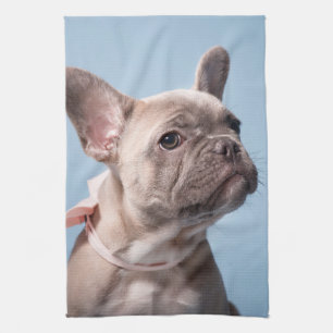 Cutest Baby Animals French Bulldog Pink Bow Tea Towel