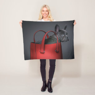 Cutest Baby Animals   French Bulldog Red Hand Bag Fleece Blanket
