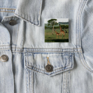 Cutest Baby Animals Giraffe Calf & Mama 15 Cm Square Badge