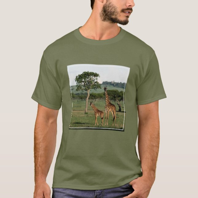 Cutest Baby Animals | Giraffe Calf & Mama T-Shirt (Front)