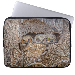 Cutest Baby Animals   Great Horned Chicks Laptop Sleeve
